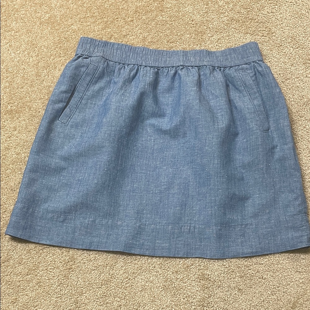 LOFT Chambray Skirt Cotton / Linen Blend in Size Medium